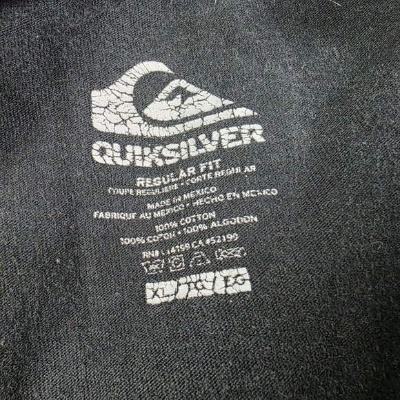 Quiksilver Mens Size XL Black Regular Fit Short Sleeve Shirt Cotton Crewneck - Picture 4 of 8